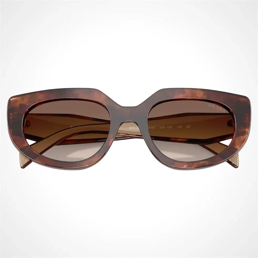 NEW PRADA Sunglasses Brown Tortoise Caramel Gold Symbole Oval Cat Eye Womens - Picture 5 of 6
